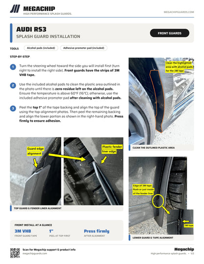 Megachip Audi RS3 splash guard installation instructions, page 1 - front guards