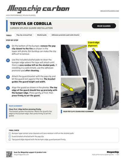 Megachip Toyota GR Corolla Carbon splash guard installation instructions, page 2 - rear guards