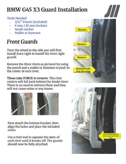 G45 X3 splash guard instructions page 1